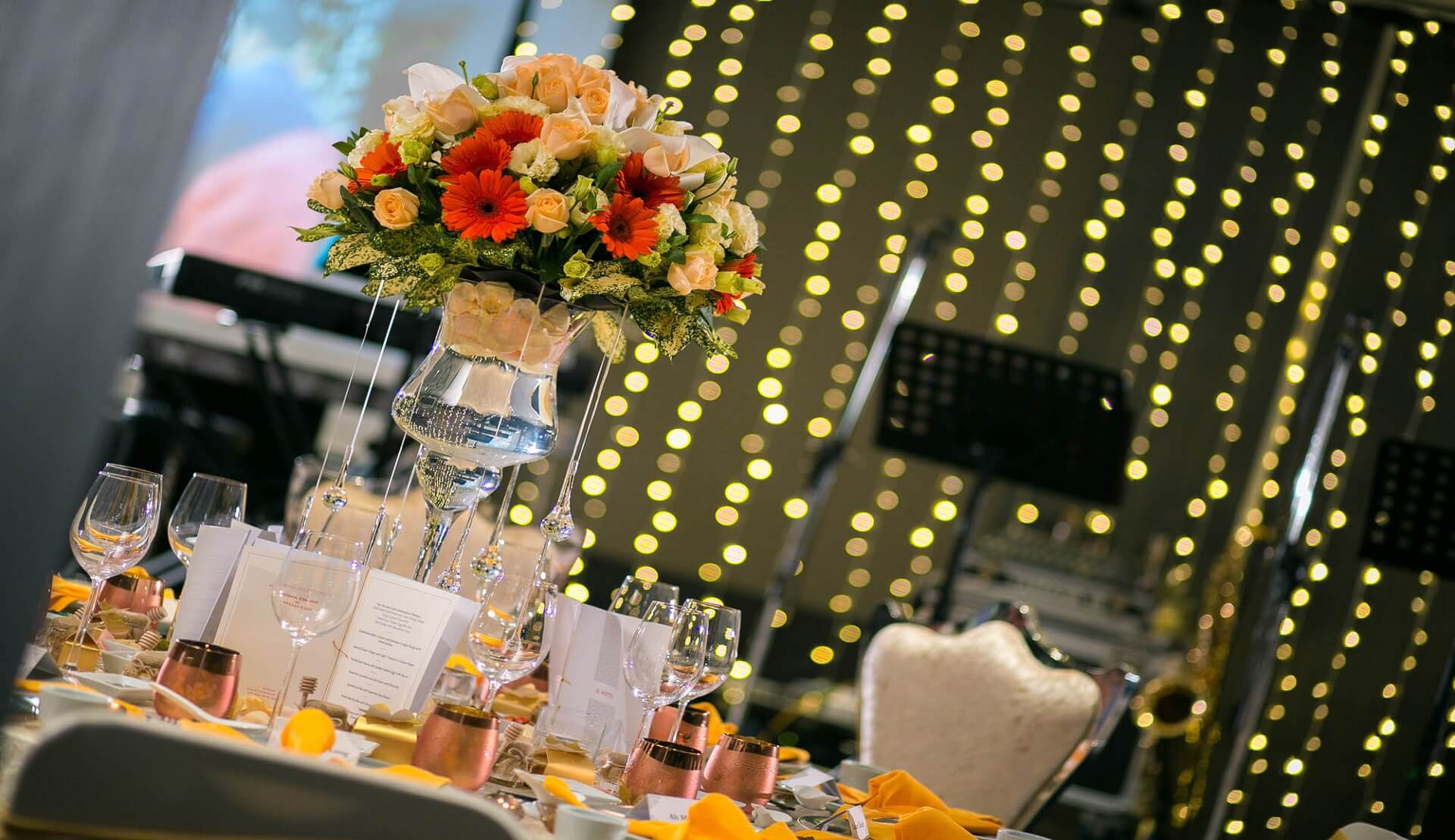 Sugar & Spice Events - Beautiful couple champagne pouring during banquet dinner.